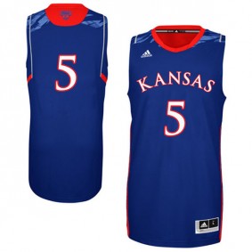 Male Kansas Jayhawks #5 Royal Blue Basketball Jersey