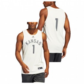 Kansas Jayhawks #1 College Basketball Jersey Cream Reverse Retro