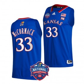 Kansas Jayhawks David McCormack 2022 NCAA National Champions Royal Official Logo Jersey Men