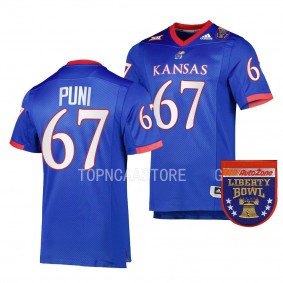 Dominick Puni Kansas Jayhawks 2022 Liberty Bowl College Football Jersey Men's Royal #67 Uniform