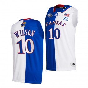 Jalen Wilson Kansas Jayhawks 2022 NCAA National Champions Royal White Split Edition Jersey #10