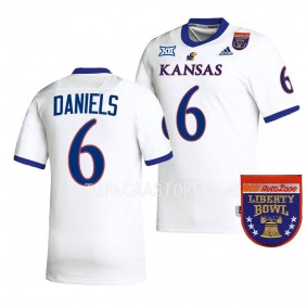 Kansas Jayhawks 2022 Liberty Bowl Jalon Daniels #6 White Men's College Football Jersey