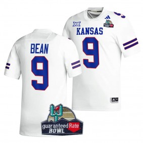 Kansas Jayhawks 2023 Guaranteed Rate Bowl Champs Jason Bean #9 White Men's MVP Jersey