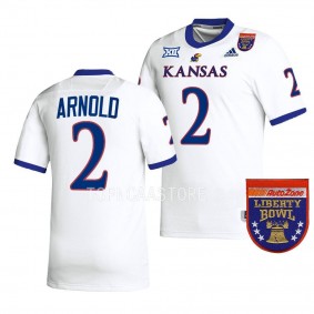 Kansas Jayhawks 2022 Liberty Bowl Lawrence Arnold #2 White Men's College Football Jersey