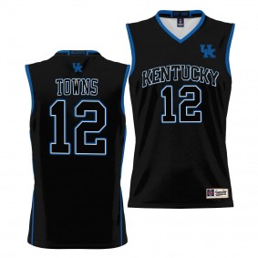 Kentucky Wildcats Karl-Anthony Towns Black #12 NIL Basketball Jersey Lightweight Unisex