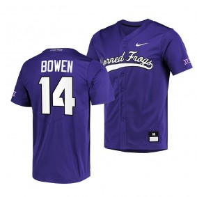 2023 Big 12 Baseball Champions Karson Bowen TCU Horned Frogs Full-Button Purple Jersey Men #14