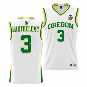 Oregon Ducks Keeshawn Barthelemy White #3 Basketball Jersey NIL Pick-A-Player