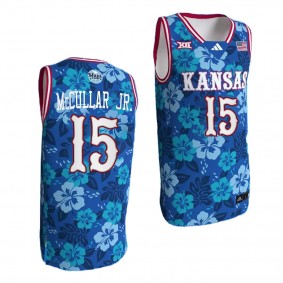 Kansas Jayhawks Bill Self Game Kevin McCullar Jr. #15 Blue Maui Strong Jersey Men's