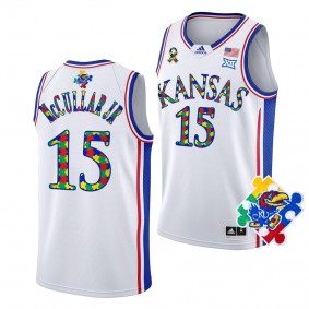 Kansas Jayhawks World Autism Awareness Day Kevin McCullar 15 White Special Jersey Men