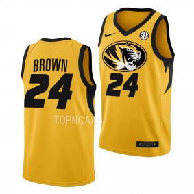 Kobe Brown #24 Missouri Tigers Alternate Basketball Jersey 2022-23 Gold