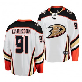 2023 NHL Draft Leo Carlsson Anaheim Ducks #91 White Away Breakaway Player Jersey