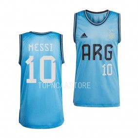 Lionel Messi Argentina Soccer #10 Jersey Blue Basketball Tank Top