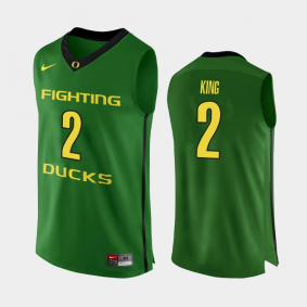 Men's Oregon Ducks College Basketball #2 Apple Green Louis King Authentic Jersey