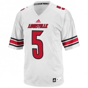 Male Louisville Cardinals #5 Teddy Bridgewater White Football Jersey