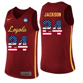 Loyola Ramblers Basketball #24 Maroon USA Flag College Aundre Jackson Jersey