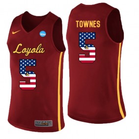 Loyola Ramblers Basketball #5 Maroon USA Flag College Marques Townes Jersey