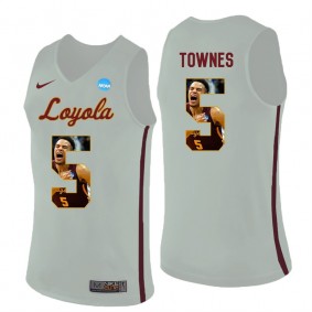 Loyola Ramblers Basketball #5 White Player Portrait College Marques Townes Jersey