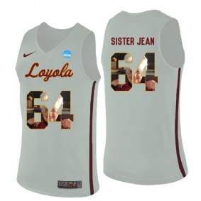 Loyola Ramblers Basketball #64 White Player Portrait College Sister Jean Jersey