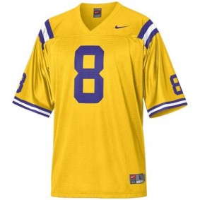 Male LSU Tigers #8 Zach Mettenberger Gold Football Jersey