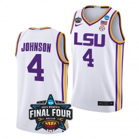 2023 NCAA Final Four Flau'jae Johnson LSU Tigers #4 White Womens Basketball Jersey