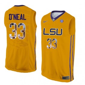 Male Shaquille O'Neal #33 LSU Tigers Gold NCAA Player Pictorial Tank Top Basketball Jersey