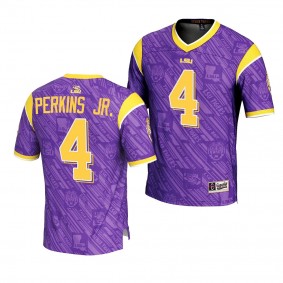 LSU Tigers Harold Perkins Jr. Highlight Print Jersey #4 Purple Football Fashion Uniform