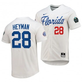 Florida Gators Luke Heyman 2023 College World Series White #28 Replica Jersey NCAA Baseball