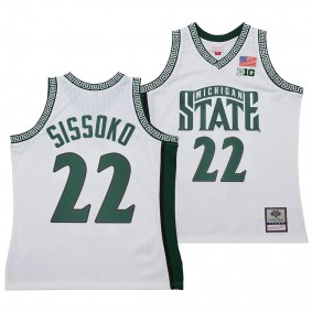 Mady Sissoko #22 Michigan State Spartans 125th Basketball Anniversary 1999 Throwback Fashion Jersey White