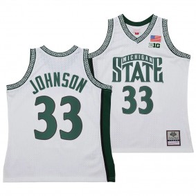 Magic Johnson #33 Michigan State Spartans 125th Basketball Anniversary 1999 Throwback Fashion Jersey White