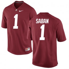 Male Alabama Crimson Tide #1 Nick Saban Crimson NCAA Alumni Football Game Jersey