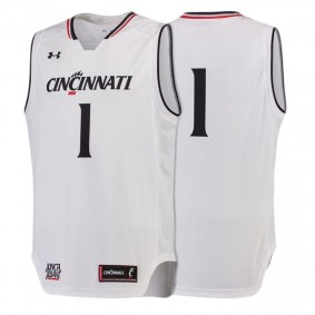 Male Cincinnati Bearcats #1 White Tank Top Basketball Performance Jersey