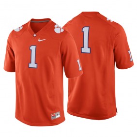 Male Clemson Tigers #1 Orange College Football Game Jersey