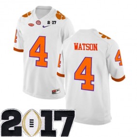 Male Clemson Tigers #4 Deshaun Watson White NCAA 2017 National Championship Bound Limited Jersey