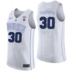 Male Duke Blue Devils #30 Antonio Vrankovic White College Basketball Player Performance Jersey