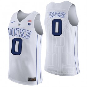 Male Duke Blue Devils #0 Austin Rivers White College Basketball Player Performance Jersey