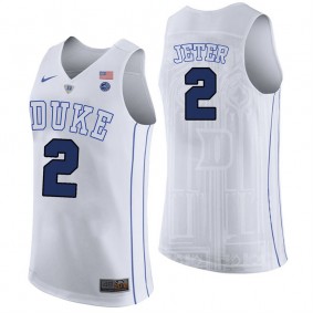 Male Duke Blue Devils #2 Chase Jeter White College Basketball Player Performance Jersey