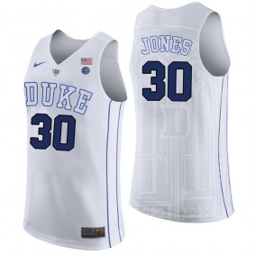 Male Duke Blue Devils #30 Dahntay Jones White College Basketball Player Performance Jersey