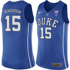 Male Duke Blue Devils #15 Gerald Henderson Royal College Basketball Player Performance Jersey