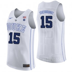 Male Duke Blue Devils #15 Gerald Henderson White College Basketball Player Performance Jersey