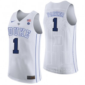 Male Duke Blue Devils #1 Jabari Parker White College Basketball Player Performance Jersey