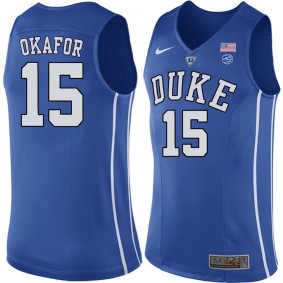 Male Duke Blue Devils #15 Jahlil Okafor Royal College Basketball Player Performance Jersey