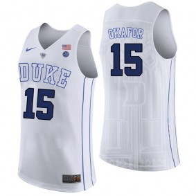 Male Duke Blue Devils #15 Jahlil Okafor White College Basketball Player Performance Jersey