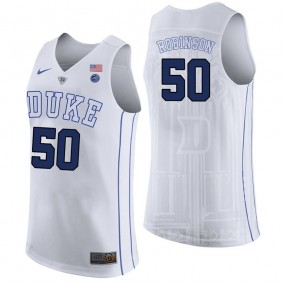 Male Duke Blue Devils #50 Justin Robinson White College Basketball Player Performance Jersey