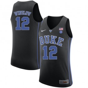 Male Duke Blue Devils #12 Justise Winslow Black College Basketball Player Performance Jersey