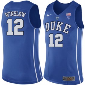 Male Duke Blue Devils #12 Justise Winslow Royal College Basketball Player Performance Jersey