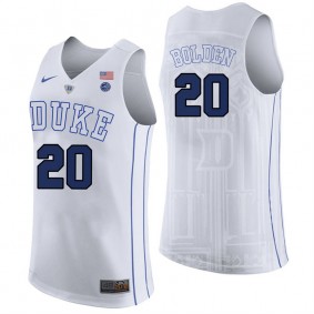 Male Duke Blue Devils #20 Marques Bolden White College Basketball Player Performance Jersey