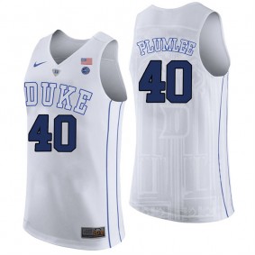 Male Duke Blue Devils #40 Marshall Plumlee White College Basketball Player Performance Jersey