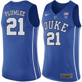 Male Duke Blue Devils #21 Miles Plumlee Royal College Basketball Player Performance Jersey