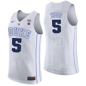 Male Duke Blue Devils #5 Rodney Hood White College Basketball Player Performance Jersey