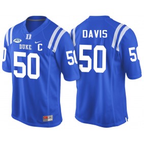 Male Duke Blue Devils Austin Davis #50 Royal College Football Player Performance Jersey